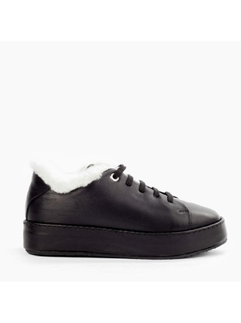 Черные кожаные кроссовки Calipso A-1-8980