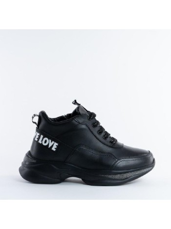 Черные кожаные кроссовки Calipso A-2-5968