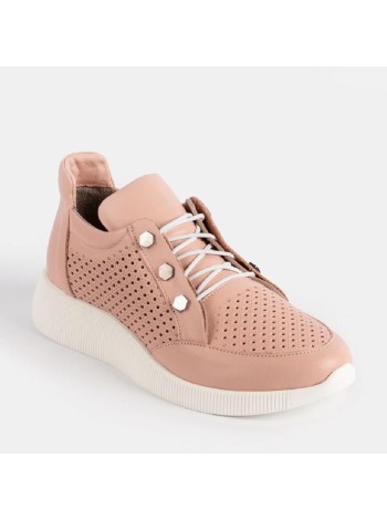 Розовые кожаные кроссовки Calipso A-1-9495