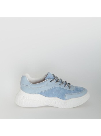 Голубые кожаные кроссовки Calipso A-1-8985