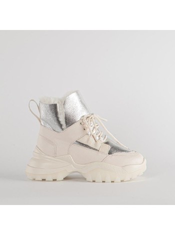 Белые кожаные ботинки Calipso A-1-8959