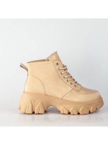 Бежевые кожаные ботинки Calipso A-1-9437