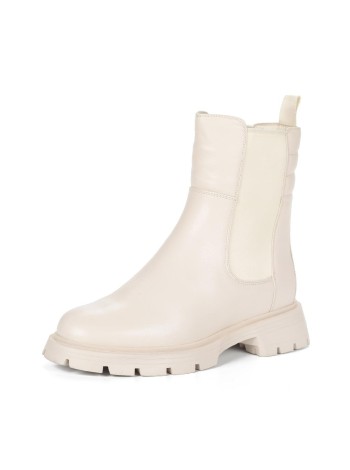 Белые ботинки челси из кожи на подкладке из натуральной шерсти на тракторной подошве Respect A-2-2149