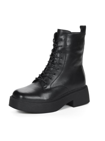 Черные ботинки из кожи на подкладке из натуральной шерсти на утолщенной подошве DINO RICCI A-2-9139