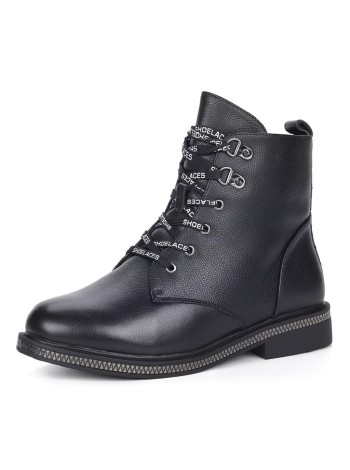 Черные кожаные ботинки с декоративными шнурками Respect A-2-473