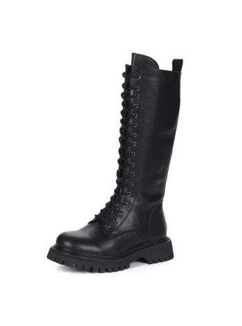 Черные высокие ботинки на шнуровке из кожи на подкладке из натуральной шерсти и текстиля на утолщенн Respect A-2-414