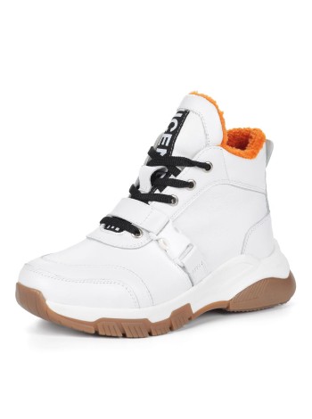 Белые кроссовки из кожи на шнуровке El Tempo A-2-230