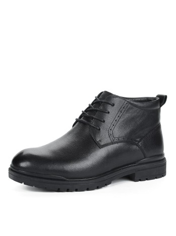Черные ботинки из кожи на подкладке из натуральной шерсти на утолщенной подошве Respect A-2-415