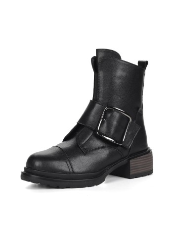 Черные ботинки из кожи на подкладке из натуральной шерсти на утолщенной подошве Respect A-2-371