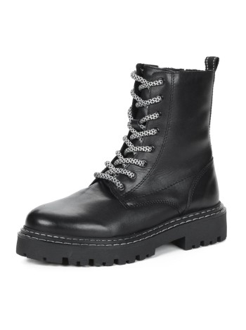 Черные ботинки на шнурках из кожи на подкладке из натуральной шерсти на тракторной подошве MARCO TOZZI PREMIO A-2-9119