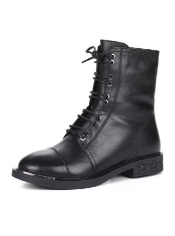 Черные ботинки из кожи на шнуровке Respect A-2-145