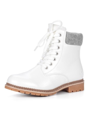 Белые ботинки из эко кожи на шнуровке Rieker A-2-2164