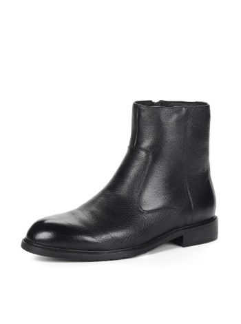 Черные ботинки на молнии из кожи на подкладке из натурального меха Respect A-2-356