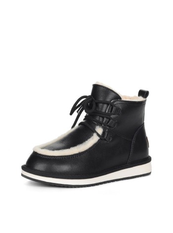 Черные ботинки  из кожи на подкладке из натуральной шерсти на контрастной подошве Respect A-2-151